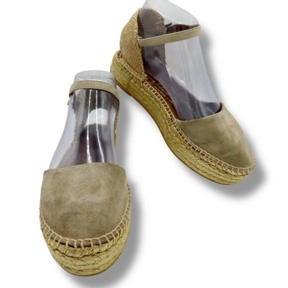 Gaimo Espadrilles Sz EU 38 (8 US) Soft Camel Suede.Metallic Gold Platform Ankle - Picture 3 of 12